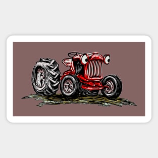 Red Cartoon Tractor Magnet